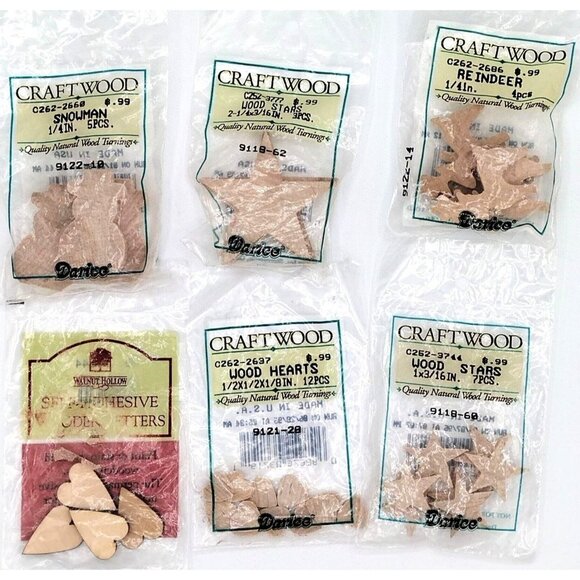Darice / Craftwood Other - Darice Craftwood Walnut Hollow Hearts Stars Snowmen Reindeer Craft Supply Lot